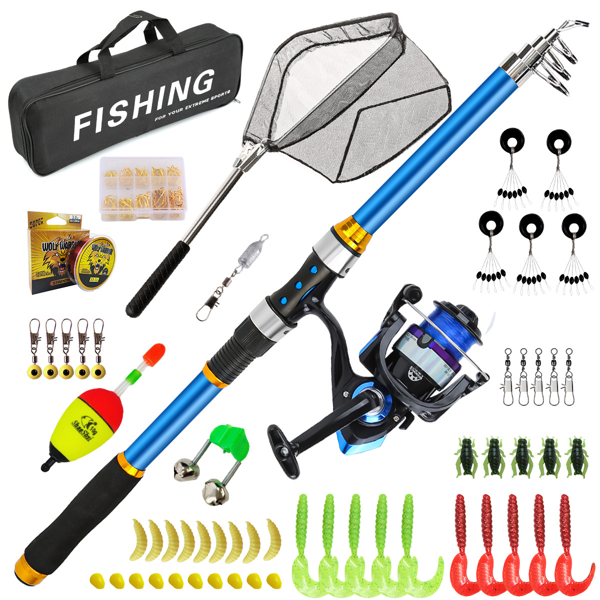2.1-3.6M Telescopic Glass Fibe - Spincast Reel ulasan dan harga