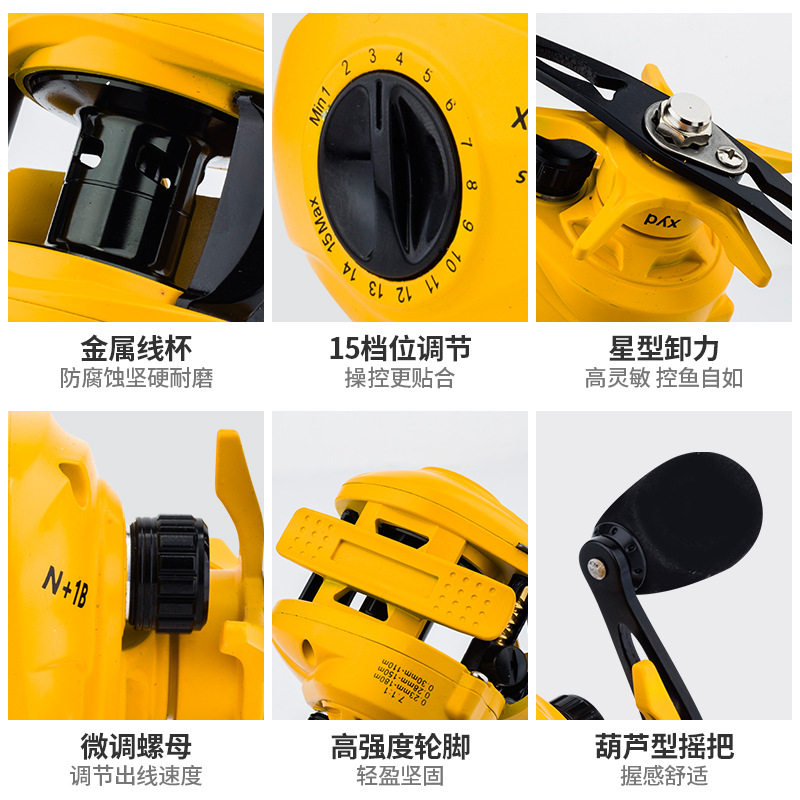 Yellow N+1 Bb Baitcasting Reel - Ice Fishing Reel ulasan dan harga