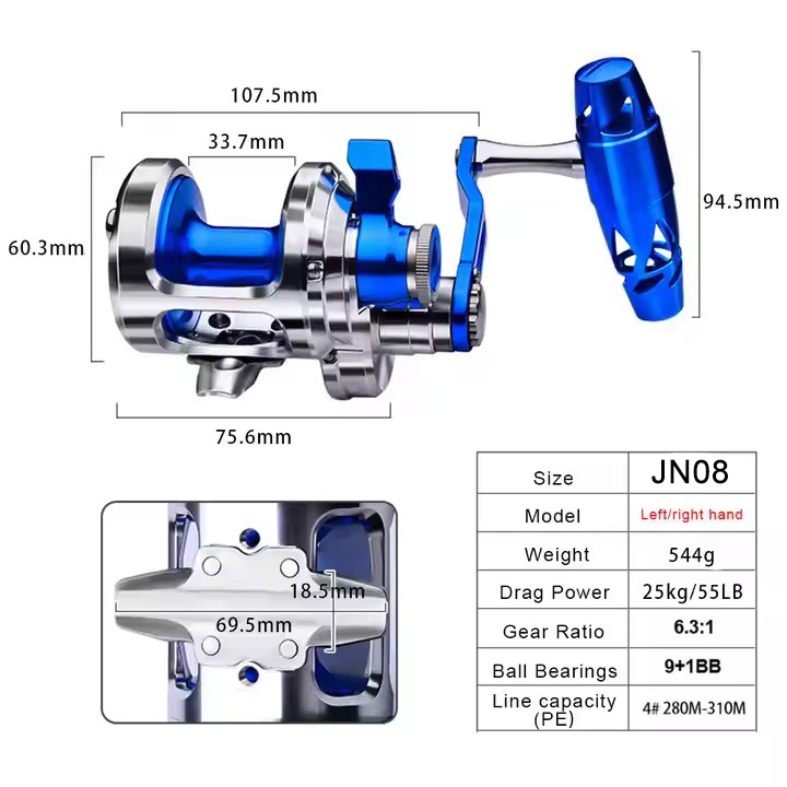 All Metal 9+1BB CNC Fishing Re - Trolling Reel ulasan dan harga