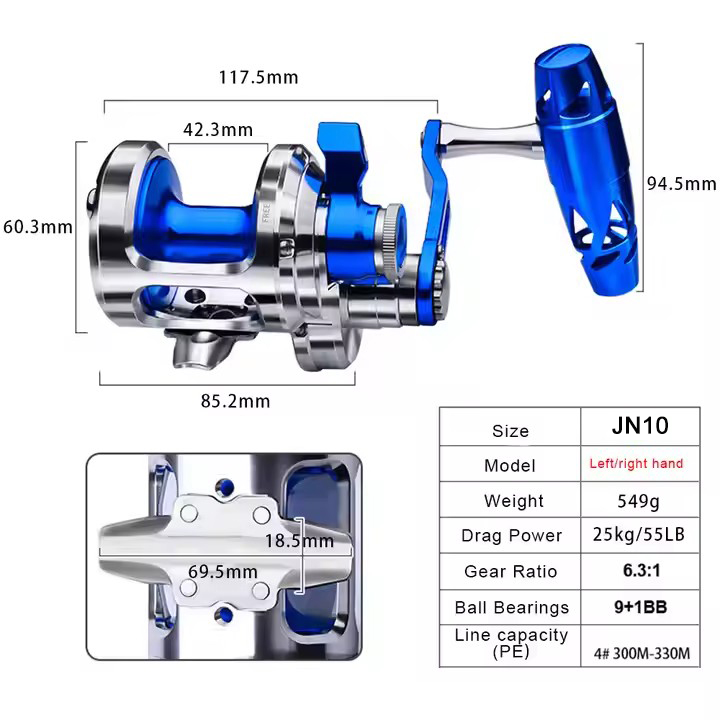 All Metal 9+1BB CNC Fishing Re - Trolling Reel ulasan dan harga